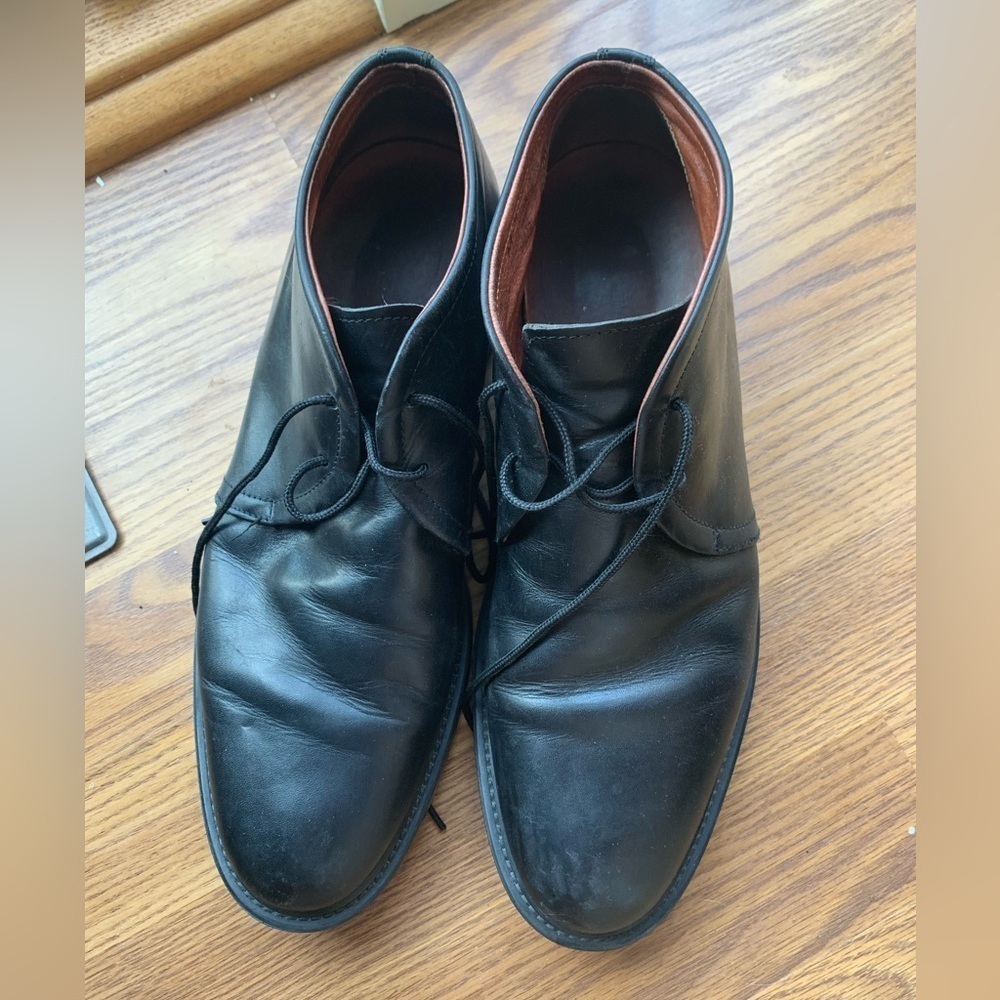 Johnston & Murphy Leather Black Shoes Mens 10.5 Ankle Formal Footwear Italian